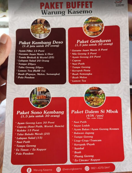 menu buffet warung kasemo