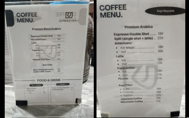 Daftar menu gerboeng roastery